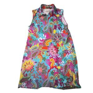 Cappagallo Dress Women's XLarge Flower Power Hippie Stretch Sleeveless AH10